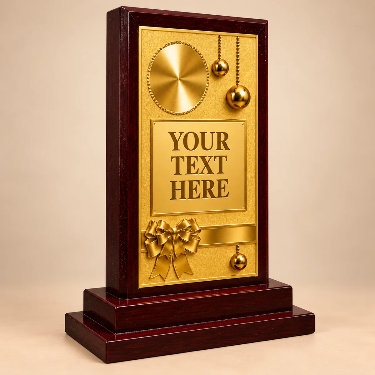 Wooden Framed Gold Plate Award - view 2